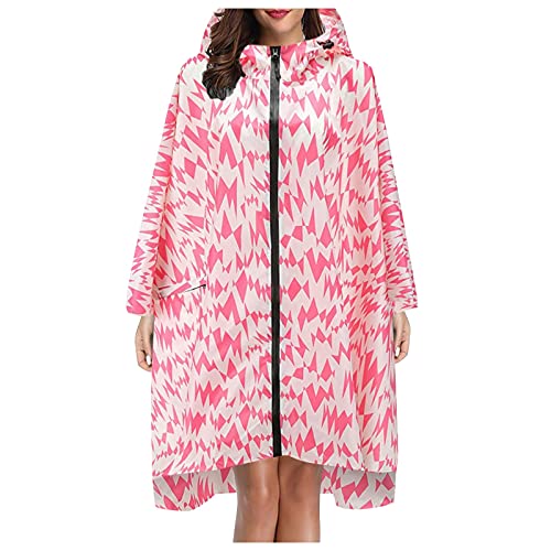 Generic Regenponcho Damen Poncho Regen Regenjacke Regencape Damen Wasserdicht Regenponcho Fahrrad Regenmantel mit Kapuze Regenumhang Wandern Leichtgewicht und Wiederverwendbar (Hot Pink, One Size) von Generic