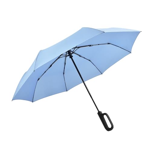 Generic Regenschirm, 8 Rippen, Regenschirm-Ringgriff, großer Regenschirm mit automatischem Öffnen und Schließen, Faltbarer Regenschirm für Spaziergänge, Blau von Generic