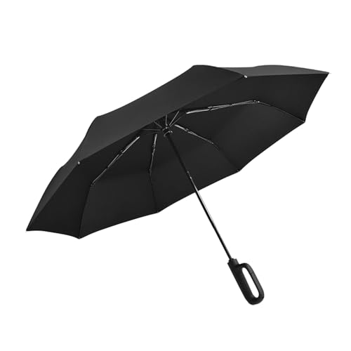 Generic Regenschirm, 8 Rippen, Regenschirm-Ringgriff, großer Regenschirm mit automatischem Öffnen und Schließen, Faltbarer Regenschirm für Spaziergänge, Schwarz von Generic