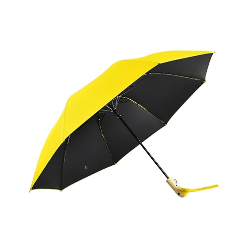 Generic Reise-Regenschirm, Faltbarer Regenschirm, regenfest, leicht, langlebig, süßer Faltbarer Sonnenschirm für Männer, Frauen, Wandern, Mädchen, Geschenke, Gelb Schwarz von Generic