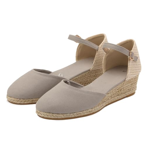 Generic Sandalen Damen Orthopädische Vorne Geschlossen Tanzschuhe Sommerschuhe mit Keilabsatz Trendige Sandalen Verbenas Espadrilles mit Riemchen Wedges Plateau Sandalen Keilsandalen Sommer von Generic