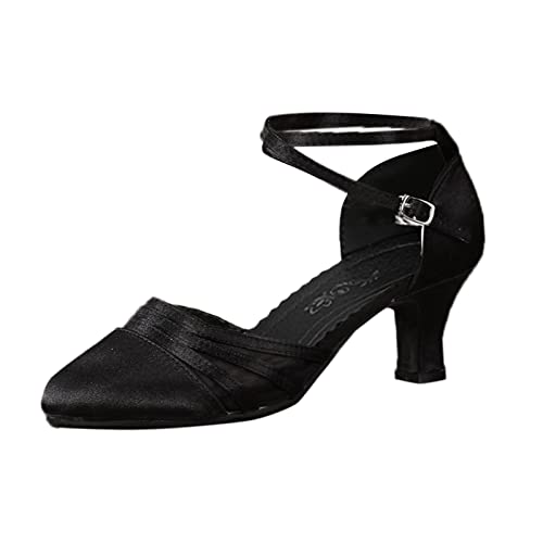 Generic Sandalen Damen Sommer, Tanzschuhe Damen mit Absatz Silber Standard Latein Ballsaal Sandaletten Riemchen Blockabsatz Pumps Salsa Tango Dance Schuhe Weicher High Heel Elegant Brautschuhe von Generic