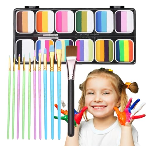 Generic Schminkset für Kinder, Schminkpalette | 12 Farben Gesichtsbemalungs-Make-up-Set - Regenbogen-Gesichtsfarben-Make-up-Set für Jungen, Mädchen und Frauen von Generic