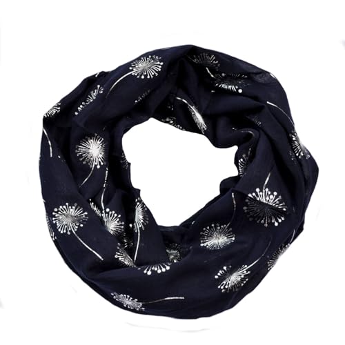 Seide Loop Schal Halstuch Schals Rundschal Schlauchschal Tücher Damenschal Pusteblumen glitzer Damen (Dunkelblau) von Generic