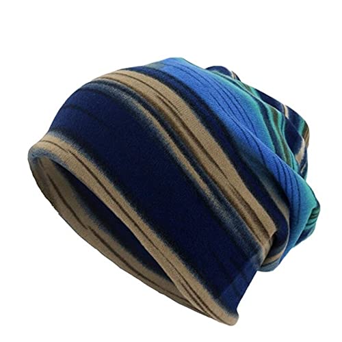 Generic Slouchy Beanie Mütze Damen Sommer Beanie Turban Chemo Cancer Kopfbedeckung aus Baumwolle Schlafmütze Sommermütze Turban Kopfbedeckung Blau Einheitsgröße von Generic