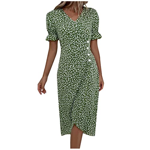 Generic Sommerkleid Sommerkleid Elegant Spaghettiträger Kleid Damen Wickelkleid Damen Sommerkleid Damen Lang Strandkleider Kleid Langarm Damen Sommerkleider Knielang Wickelkleid von Generic