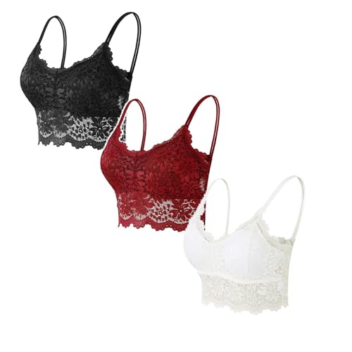 Generic Spitze Bustier Damen Gepolstert Bralette Damen Trägerlos Sexy Push-Up Sport BH Ohne Bügel Große Größen Klassische Bequem Stretch Bra Running Bra für Fitness Yoga von Generic