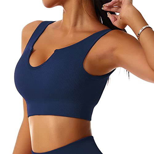 Generic Sport Braletts, Atmungsaktives Yoga-Bra-U-förmiger Ausschnitt für Bewegung Gerippt (L) von Generic