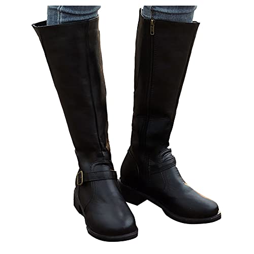 Generic Stiefeletten Damen, Overknees Stiefel Damen mit Absatz Plateau Blockabsatz Zip Elegant Cowboystiefel Winter Kniehoch Langschaft Hohe Cowboy Stiefel Lang Stiefeletten Winterschuhe Damenstiefel von Generic