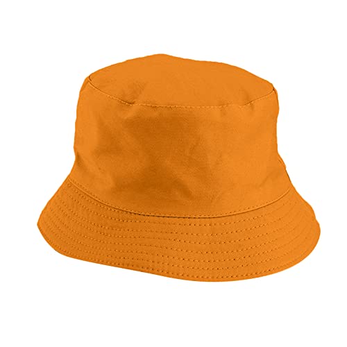 Generic Stoffhut Schwarz Unisex Double Side Wear Reversible Bucket Hat Trendy Cotton Twill Canvas Sun Fishing Hat Fashion Cap Fischerhut 5 (Orange, One Size) von Generic