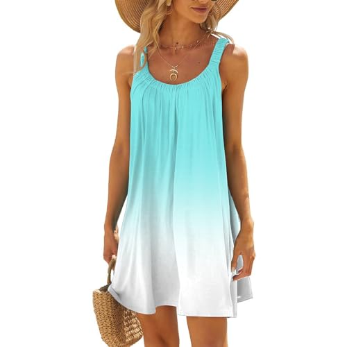 Generic Strandkleid Damen Kurz Sommerkleid Ärmellos Sexy Minikleid Boho-Kleid Trägerkleid Plissee Kleider Sommer Luftig Leicht Sommerkleider Strandponcho Bikini Cover Up Strandmode Strandkleider von Generic