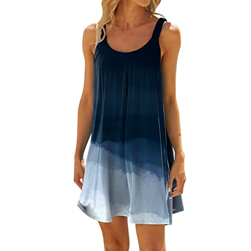 Generic Strandkleid Damen Kurz Sommerkleid Ärmellos Sexy Minikleid Boho-Kleid Trägerkleid Plissee Kleider Sommer Luftig Leicht Sommerkleider Strandponcho Bikini Cover Up Strandmode Strandkleider von Generic