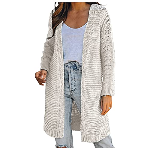 Generic Strickjacke Damen Wolle Damen Leichte Strickmantel mit V-Ausschnitt Damen Cardigan Lang Dünne Jacke Sweatshirt Mantel Jacke Tops üBergangsjacke Herbst Lang Lose Mantel Coat Jacke von Generic