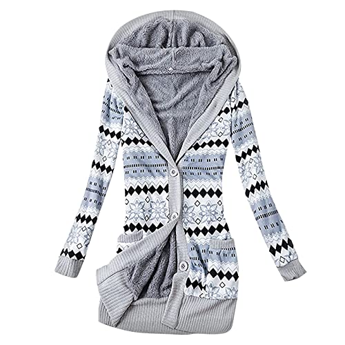 Generic Strickmantel Damen Lang Langarm Longstrickjacke Mit Kapuze Winterjacke Warm Mantel Jacke Outwear Strickcardigan Herbst Winter Grobstrickjacke Cardigan Damen Lange Elegant Strickjacken von Generic