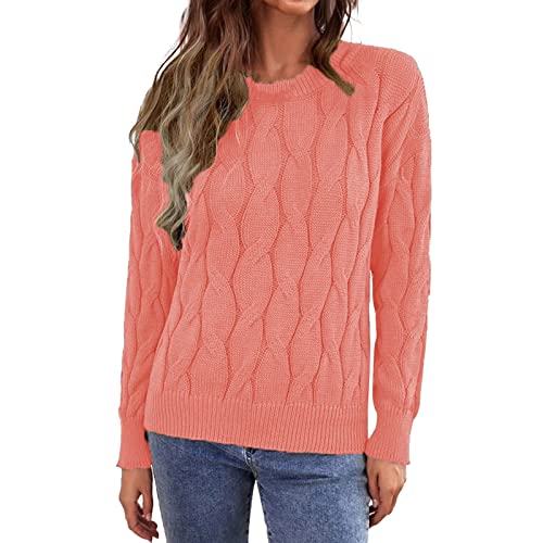 Strickpullover Damen Winter Oversized Grobstrick Casual Wrap Pullis Loose Langarmshirt Oberteile Casual Lose Pullover Grobstrickpullover Sweatshirt Langarmshirt Rollkragen Top(C Rosa,S) von Generic