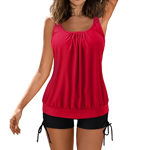 Generic Tankini Damen Bademode Bauchweg Set Push Up Bauch Weg Tankini Damen Freizeit Tankini Badeanzug Zweiteiler Tankinis Set Elegant Badeanzüge für Damen Tankini Oberteil mit Dreieck Unterhosen von Generic