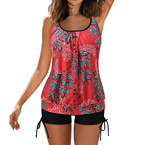 Generic Tankini Damen Bademode Bauchweg Set Push Up Bauch Weg Tankini Damen Freizeit Tankini Badeanzug Zweiteiler Tankinis Set Elegant Badeanzüge für Damen Tankini Oberteil mit Dreieck Unterhosen von Generic