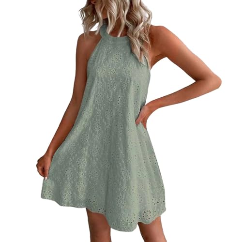Generic Trägerkleid Damen Sommer Sexy Slim-Fit Strandkleid Ärmellos Spaghettiträger Korsett Kleid Mit Strappy Kurz A-Linie Saum Blumenkleid Mode Freizeitkleid Mini Kleid Partykleid Wickelkleid von Generic
