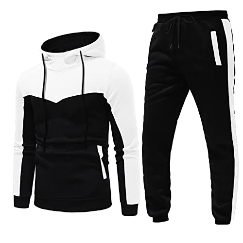 Trainingsanzug Herren, Jogginganzug Herren Sportanzug Freizeitanzug Fitnessanzug Männer Jogging Anzug Baumwolle Oversize Gym Fitness Sport Farbblock Pullover Hoodie + Lang Hose Tracksuit Set von Generic