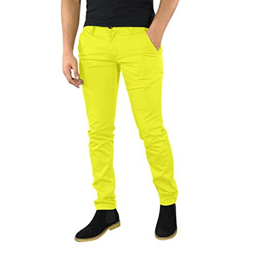 Generic Trekkinghose für Herren, Sommer, Casual Arbeitshose, Slim Slim mit Reißverschluss, kurze Hosen mit Bleistift, Jeans, Größe 58, gelb, XXL von Generic