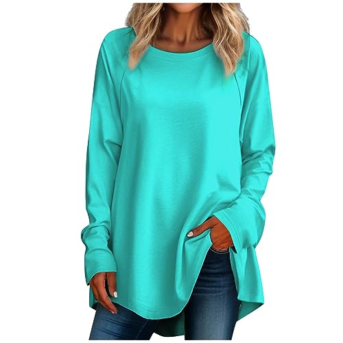Tshirt Damen Langarm Oberteile Damen Elegant Pullover Damen Damen Langarmshirt Oberteile Damen Elegant Oversize Pullover Damen Pullover Damen Damen Tunika Oversize Pullover Türkis S von Generic