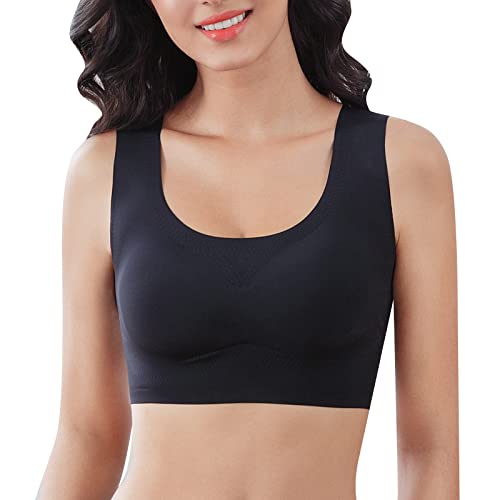 Damen Nahtlos Spitzen BH ohne Bügel Weicher Push-Up BH Gepolstert - Atmungsaktiver und Leichter, Unterbrust Schwitzschutz Tshirt BH Komfort Soft BH Schlaf BH Klassische Bustier Bralette Sport-BH von Generic