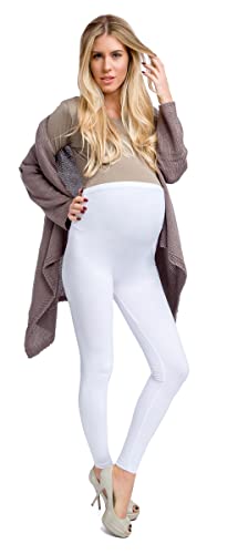 Generic Umstandsleggings mit anatomischem Schwangerschaftseinsatz, der mit dem Bauch mitwächst, Passend für jedes Trimester der Schwangerschaft, Umstandshose, Leggings für Damen, Weiß von Generic