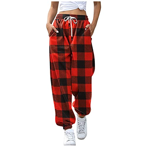 Weihnachtshose Damen Jogginghose Hose Weihnachten Trainingshose Jogger Laufhosen Freizeithose Sweathose Sweatpants Trackpants Sporthose Outdoor Hosen Teenager Mädchen (A1-Wine, S) von Generic