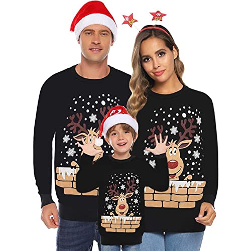 Generic Weihnachtspullover Familie Set Weihnachts Familien Pullover Sweatshirt Herren Damen Kinder Junge Mädchen Weihnacht Sweatshirt Pullover Lustige Weihnachtspulli von Generic