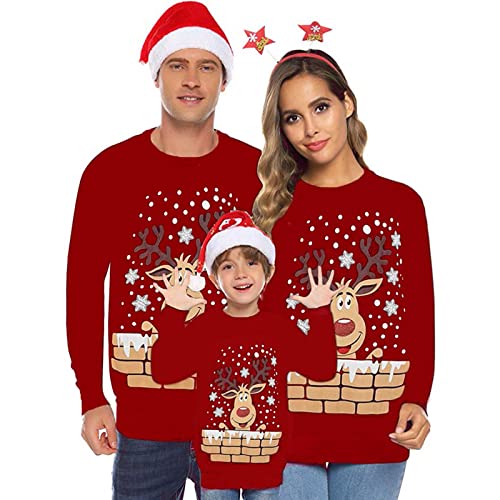 Weihnachtspullover Familie Set Weihnachts Familien Pullover Sweatshirt Herren Damen Kinder Junge Mädchen Weihnacht Sweatshirt Pullover Lustige Weihnachtspulli von Generic