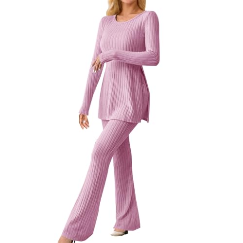 Generic Zweiteiler Damen Langarm Gerippt Strick Hose Und Langarm T-Shirt Set Hosenanzug Strickanzug 2 Teiler Set Frühling Herbst Freizeitanzug Generic Zweiteiler Damen Langarm Gerippt Strick Hose Und Langarm T-Shirt Set Hosenanzug Strickanzug 2 Teiler Set Frühling Herbst Freizeitanzug von Generic