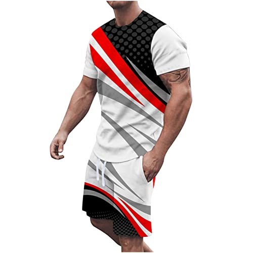 Generic blitzangebote des tages aktuell Sommer Outfit Herren 2024 Hawaii Kostüm Stretch Atmungsaktiv Set Bequeme Casual T Shirt Regular Workout Sport Set Basic Freizeitanzug Kurzarm Running Outfit von Generic