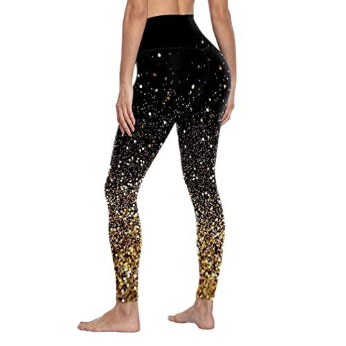 Jogginghose Damen Yogahosen für Damen Shape Leggings Damen high Waisted Leggings Damen Slim fit Leggings Damen Trekking Leggings Damen Sporthose Damen mit Handytasche (Gold, M) von Generic