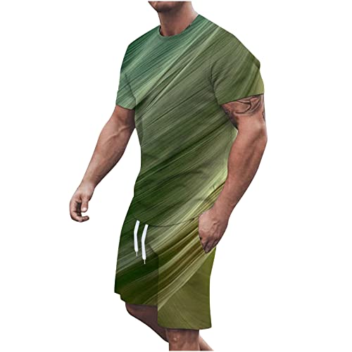 Generic sonderangebote & restposten Sommer Outfit Herren 2024 Hawaii Kostüm Stretch Atmungsaktiv Set Bequeme Casual T Shirt Regular Workout Sport Set Basic Freizeitanzug Kurzarm Running Outfit von Generic