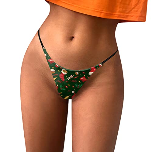 Weihnachts Damen Seamless Strings Slip Nahtlos Hipster Unterhosen Tangas Sexy Unterwäsche Bequem Dessous Frauen Niedrige Taille Bikinis Taillenslips Unterwäsche Frauen Baumwolle Tanga von Generic