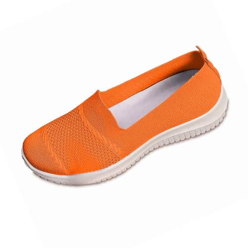 Generisch Sommerschuhe Damen Bequem Orthopädische Schuhe Walkingschuhe Bequem Sneaker Damen Weite H Krankenschwester Sommerschuhe Sommer Leicht Atmungsaktives Vermascht (1A-Orange, 41) von Generic