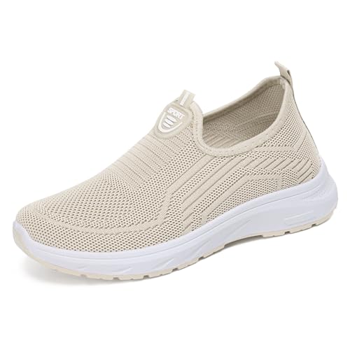Generisch Sommerschuhe Damen Bequem Orthopädische Schuhe Walkingschuhe Bequem Sneaker Damen Weite H Krankenschwester Sommerschuhe Sommer Leicht Atmungsaktives Vermascht Memory Frauen (08-Khaki, 42) von Generic