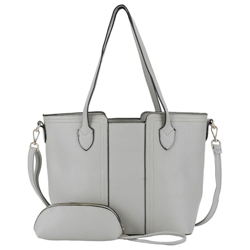 Generische Damen All-Match-Eimer-Tasche PU Leder Pendelbeutel mit Geldbeutel (hellgrau) von Generic