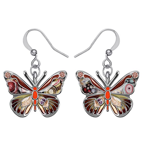 Generische Emaille-Legierung Strass Schmetterling Ohrringe baumeln MODUS Insekten Schmuck für Frauen Mädchen Charme Geschenk braun von Generic