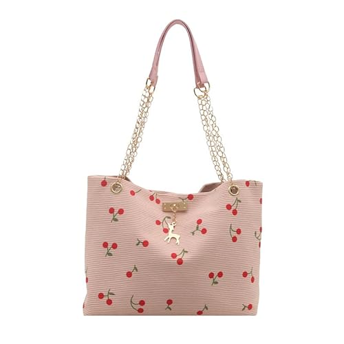 Generische Frauen Cord -Tasche mit Hirschheiger Cherry Printed Put -Handtasche (Pink) von Generic