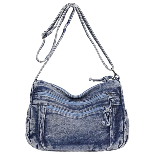 Generische Frauen Männer Denim Umhängetasche Verstellbares Crossbody Tasche mit Multi-Pockets-Tasche Handtasche Tasche Satchel-Geldbörse für Arbeitsreisen von Generic