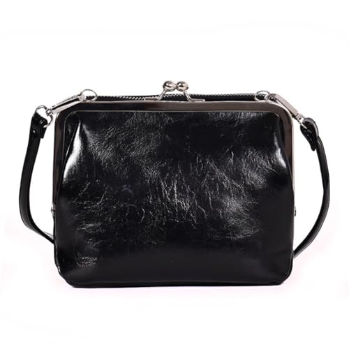 Generische Frauen Vintage Clip-Tasche PU Leder Schlinge Doppelschicht-Umhängetasche (schwarz) von Generic