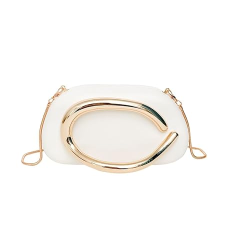 Generische Frauen elegante Abendtasche mit Kettenpu -Leder -Arbeit Date Handtasche (weiß) von Generic