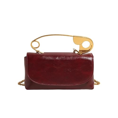 Generische Frauen kreative Pin -Handtasche mit Kettenpu -Lederabend -Crossbody -Tasche (rot) von Generic
