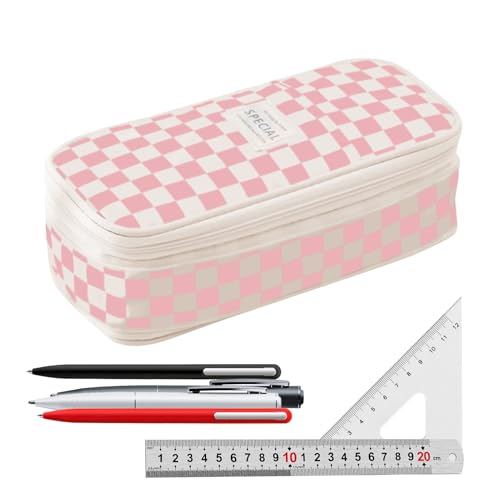 Generisches Doppel -Zipper -Bleistift -Organizer - Stylish Bleistift Beutel | Aufbewahrungsbehälter für Kunstbedarf Schreibwarenschreibmaschinen, ideal für College -Studenten Kinder Mädchen glatte Dou von Generic