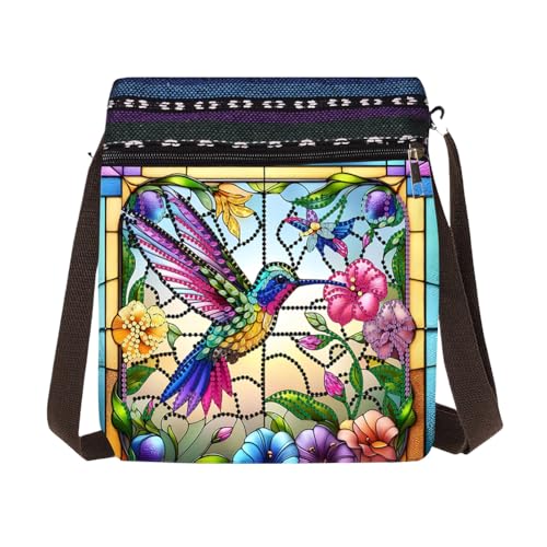 Generisches Kolibri -Diamant -Malerei Einkaufstasche Diamant Kunst Umhängetasche Diamant Malerei Crossbody Body 5d Edelstein Punkte Art Messenger -Tasche für Erwachsene Anfänger von Generic