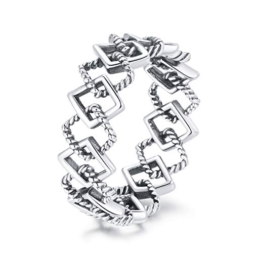 Geometrische Ring Fingerringe für Frauen 925 Sterling Silber Retro Verlobung Hochzeit Schmuck Mode Accessoires von Generic