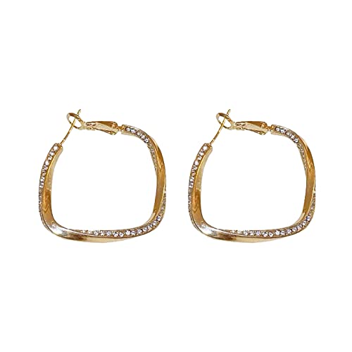 Geometrische quadratische Twist-Ohrringe für Teenager-Mädchen, minimalistische Piercing-Ohrstecker, Trendige Ohrringe Ohrringe Feder Silber (Gold, One Size) von Generic