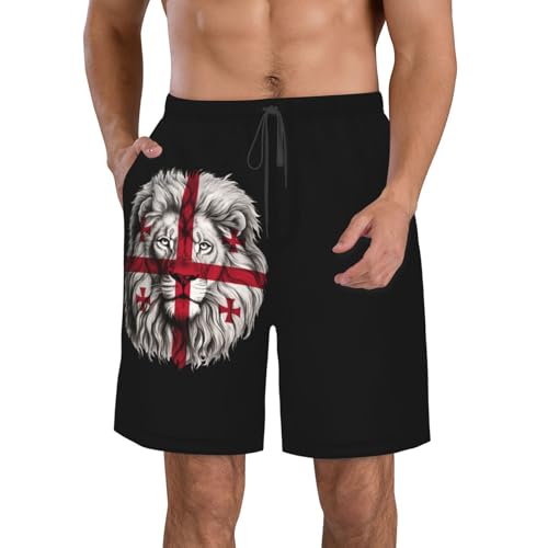 Georgien Georgier Löwe Flagge Herren Jogginghose Freizeit Strandshorts Jogger Freizeithose Schnelltrocknend Kurze Hose M von Generic