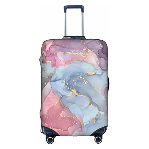 Gepäckabdeckung, elastisch, waschbar, Stretch-Koffer-Schutz, kratzfest, Reisekoffer-Abdeckung für Kinder und Erwachsene, Rosa / Blau Marmor, S (18-21 inch suitcase) von Generic